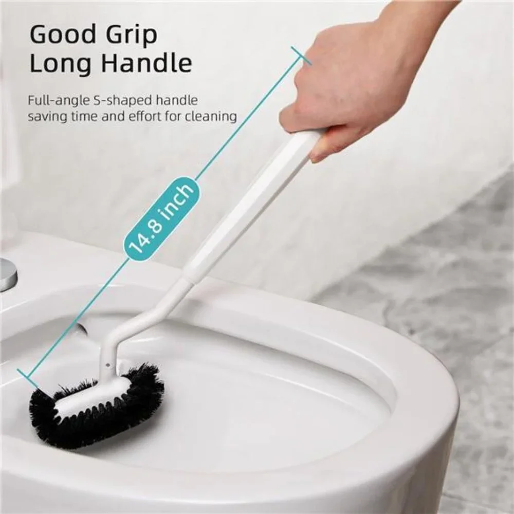 Toilet Brush Set 2 Pack Bathroom Cleaner Deep Cleaning Curved Bristle Holder